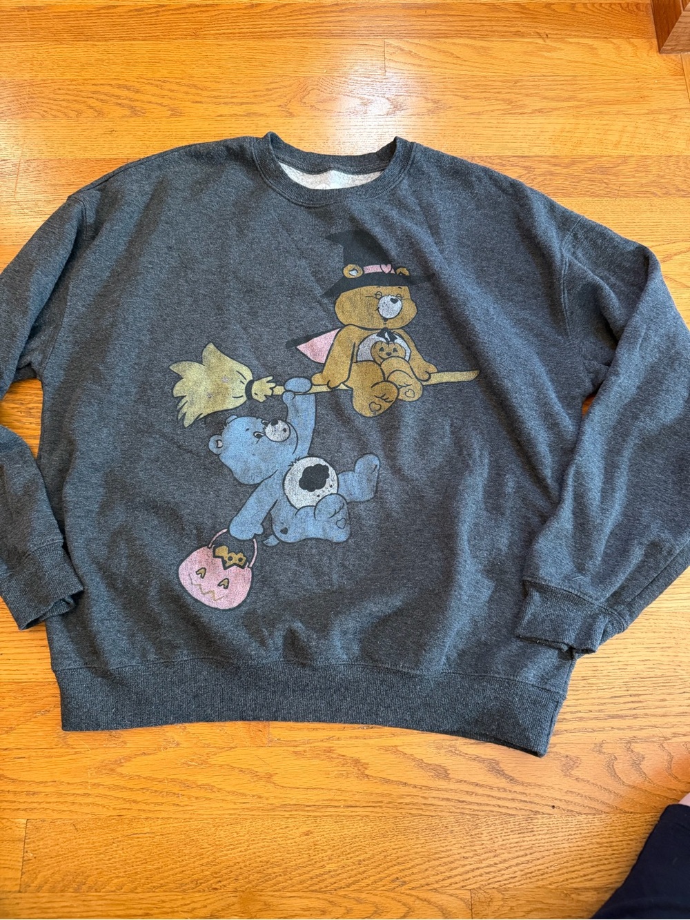 Charcoal Gray Care Bears Halloween Crewneck Sweatshirt small